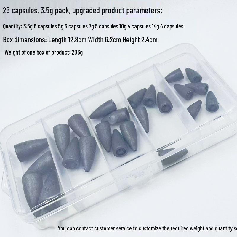 25-Piece Texas Rig Bullet Sinker Set: Carbon Steel Alloy with Plastic Core