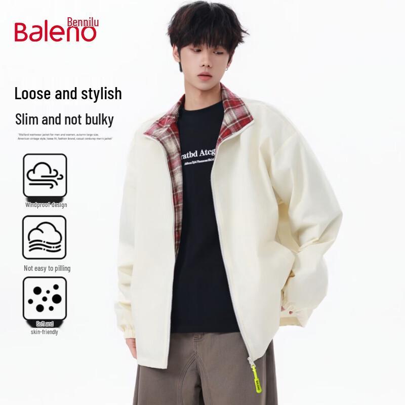 Baleno Men s Patchwork Plaid Stand-Collar Jacket M