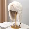 Women Winter Aviator Trapper Hat Plush Bomber Hat Ear Protection Solid Color Flap Hats Warm Fleece