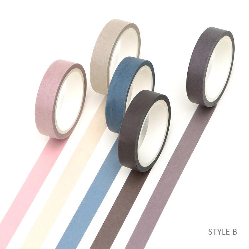 5pcs*5m Solid Color Bullet Journaling Adhesive Tapes Scrapbooking Sticker Masking Tapes Washi Tape Set Stationery Tapes