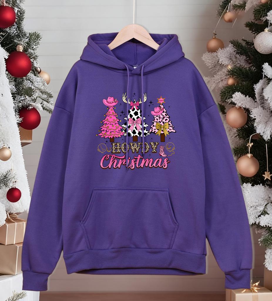 Merry Christmas Howdy Trees Design Hoody Men Loose Fleece Hoodies Autumn Hip Hop Sportswear All-Match Comfortable Clothing