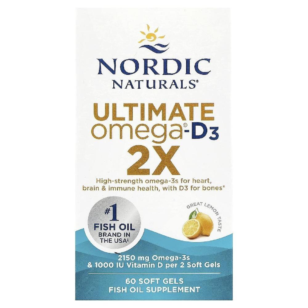Ultimate Omega Nordic Naturals D3 2X Great Lemon Flavor 60 Tablets 1 pcs