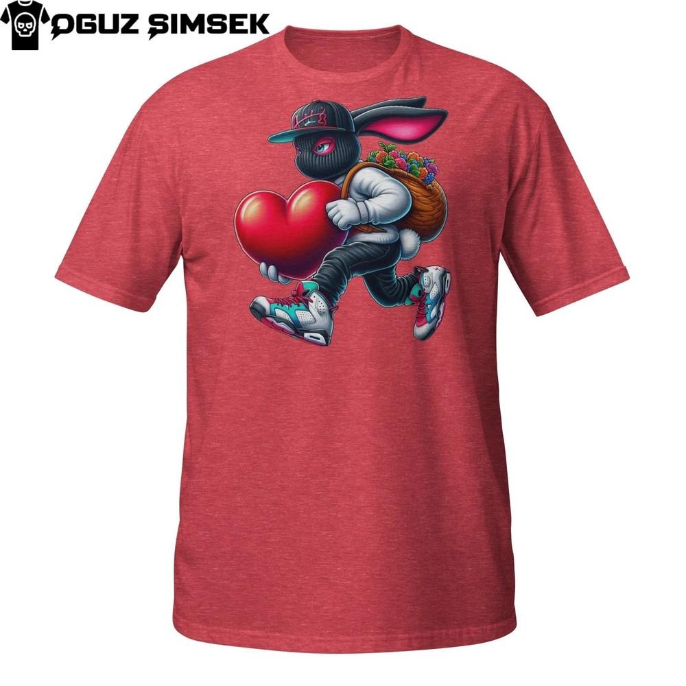 

Urban Bunny T-Shirt – Streetwear Rabbit Carrying Heart and Backpack 4XL