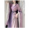 Damen Hanfu Stil Weite Ärmel Oberteil Plissierter Rock Set Kostüm im Stil des alten China Cosplay Festival