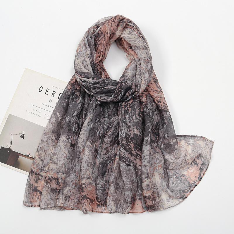 180*85Cm Fashion Retro Big Floral Viscose Scarf Lady Print Voile Shawls And Wraps Pashmina Foulards Muslim Hijab