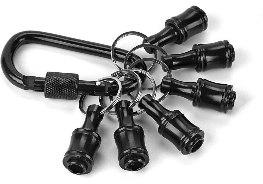 6-Piece Colorful Keychain Set: Extension Rods and Mountaineering Buckle with 1/4" Hex Drill Bit Storage Extension Rod