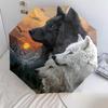 Three Wolves  Pattern, Automatic Folding Umbrella, Portable and Foldable Design, 8 Ribs, a Christmas or Birthday Gift.