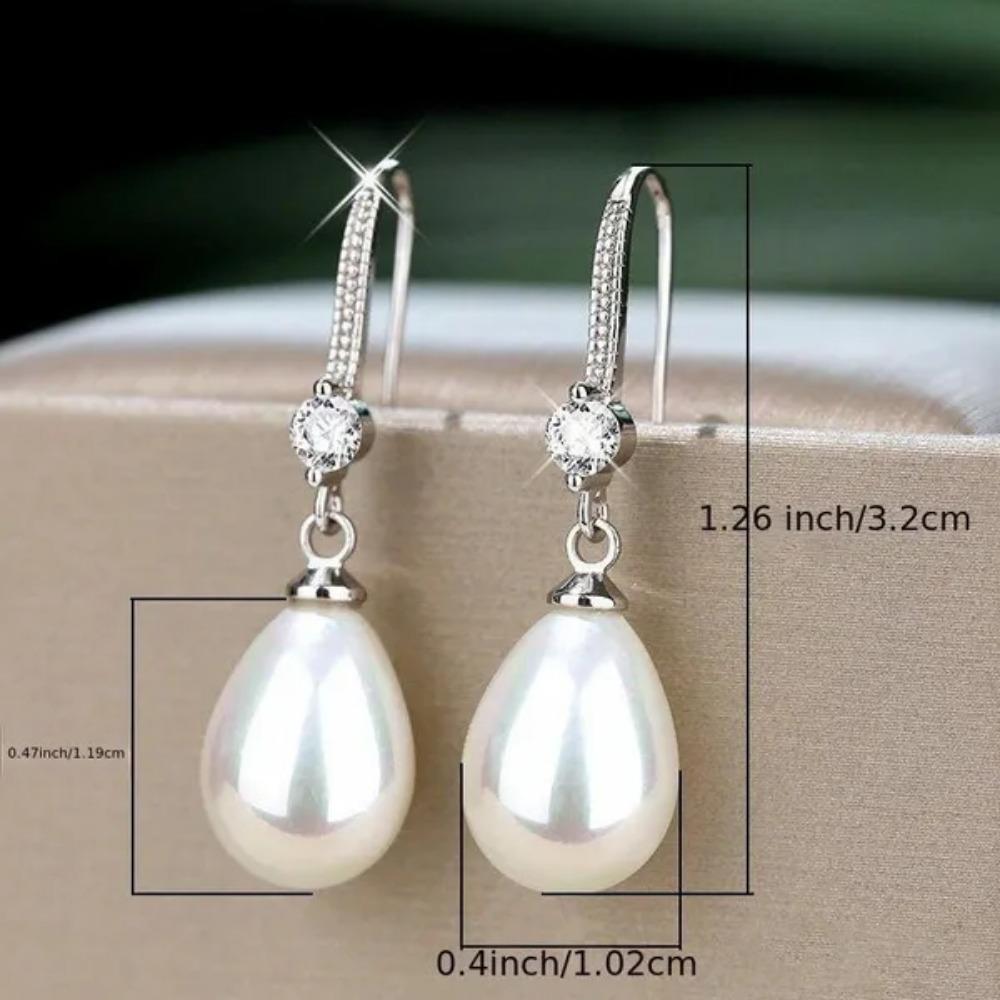 1PAIR Elegant Imitation Pearl Dangle Earrings for Women Bridal Engagement Wedding Drop Earrings Jewelry Gift