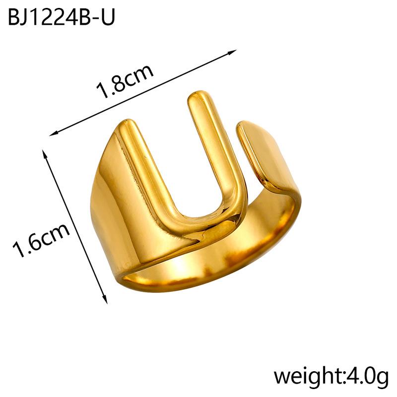 CARLIDANA Designer Initial Letters Alphabet Waterproof Gold Plated Non Tarnish Stainless Steel Fashion Jewelry Rings for Women