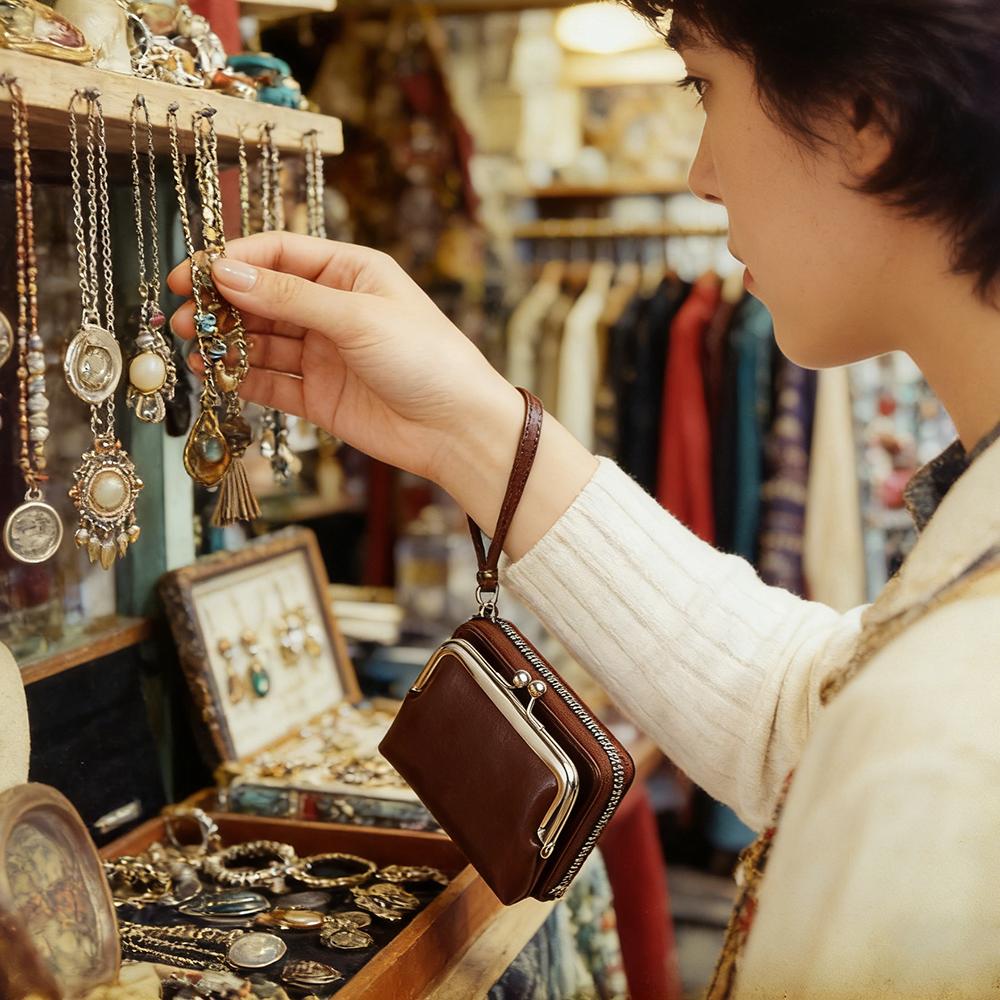 Luxury Vintage Women Wallet Small Leather Coin Purse Multi Card Pocket Double Zipper Card Holder Lady Clutch Bag With Wristlet