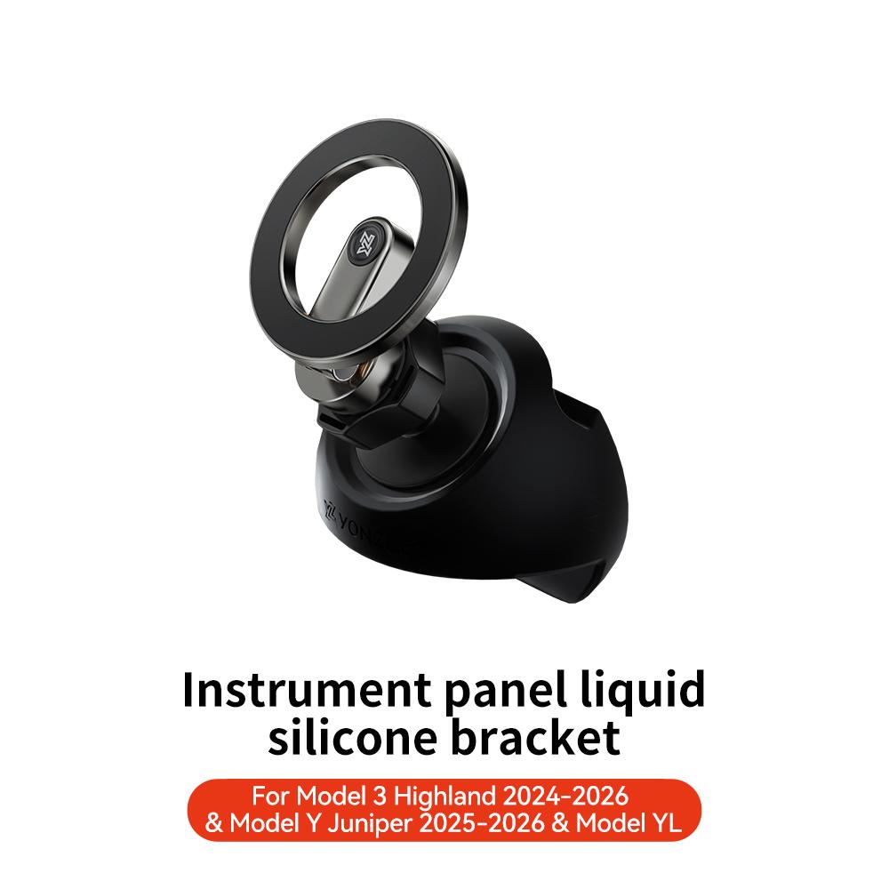 YZ Pour Tesla Model 3 Y Highland Juniper 2025 Support de téléphone de voiture en métal magnétique réglable plus solide support de base en silicone