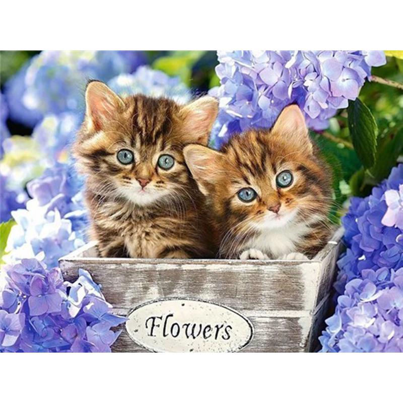 Flower DIY 5D Diamond Painting Full Round Drill Cat Diamond Embroidery Animal Cross Stitch Mosaic Rhinestones Art Handwork Gift