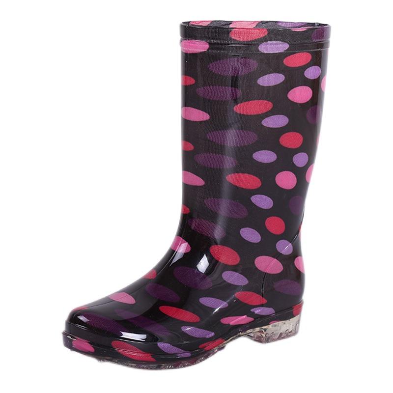 Fashion outer wear medium tube waterproof shoes rain shoes rain boots women's summer kitchen work rubber shoes adult treading overshoes non-slip