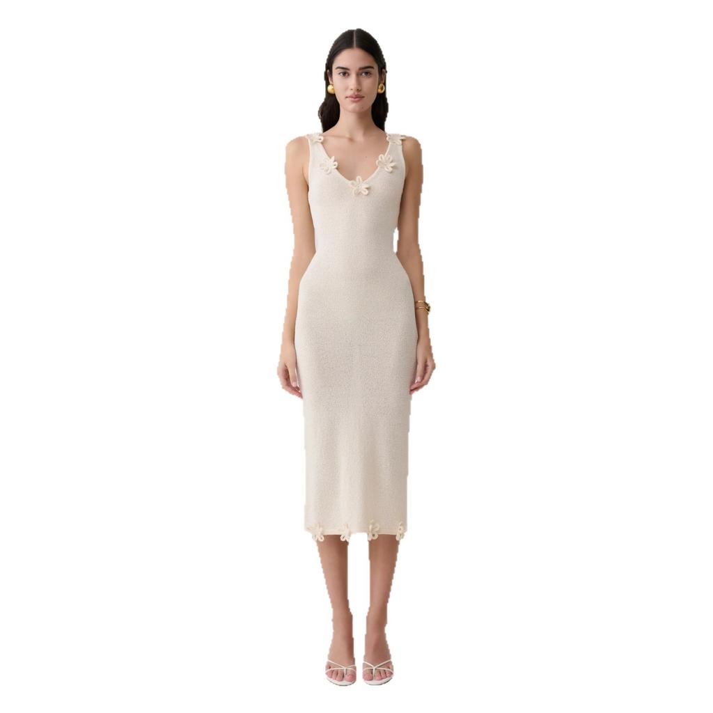 Women's new fashionable and sexy three-dimensional flower suspender hip skirt fashionable and slim European and American knitted dress