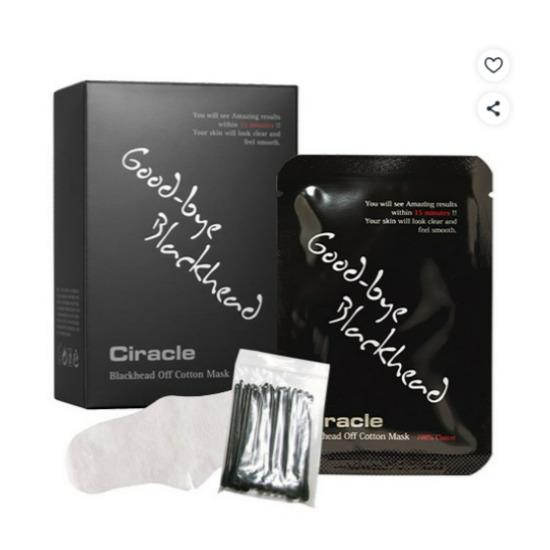 Ciracle Blackhead Off Cotton Mask Nose Pack Sebum Removal Kit with Extractor Swabs 20 Sheets + 20 Cotton Swabs