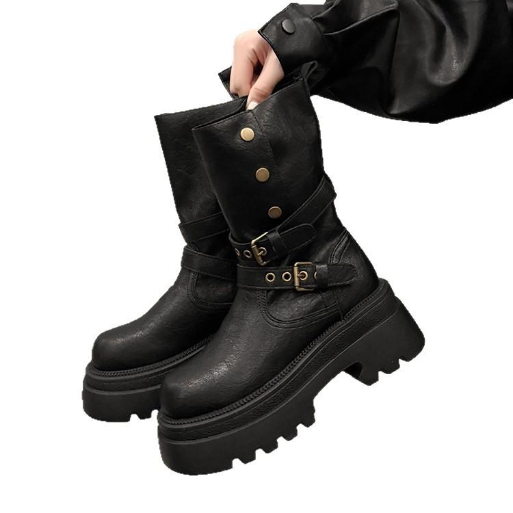 [Fanfna] Kurze Martin Stiefel 2025 Herbst Neu Vielseitig Retro Skinny Explosiv Dicksohlige Britische Stiefel