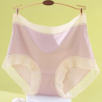 Plus Size Women's Summer Ultra Thin Ice Silk High Waist Pure Cotton Silk Antibacterial Seamless Breathable Underwear