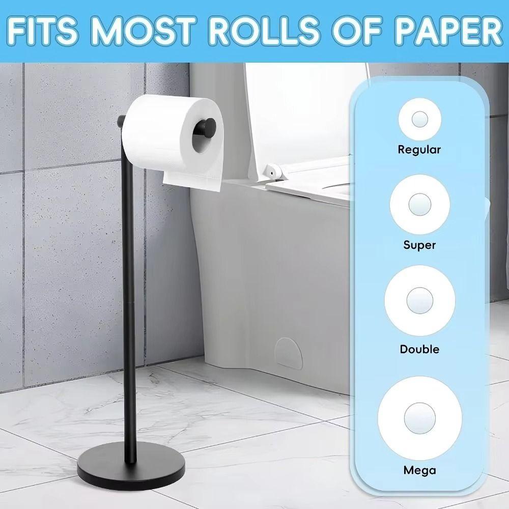 Rust-Proof Freestanding Toilet Paper Holder Non-slip Floor Standing Paper Dispenser  Bedroom