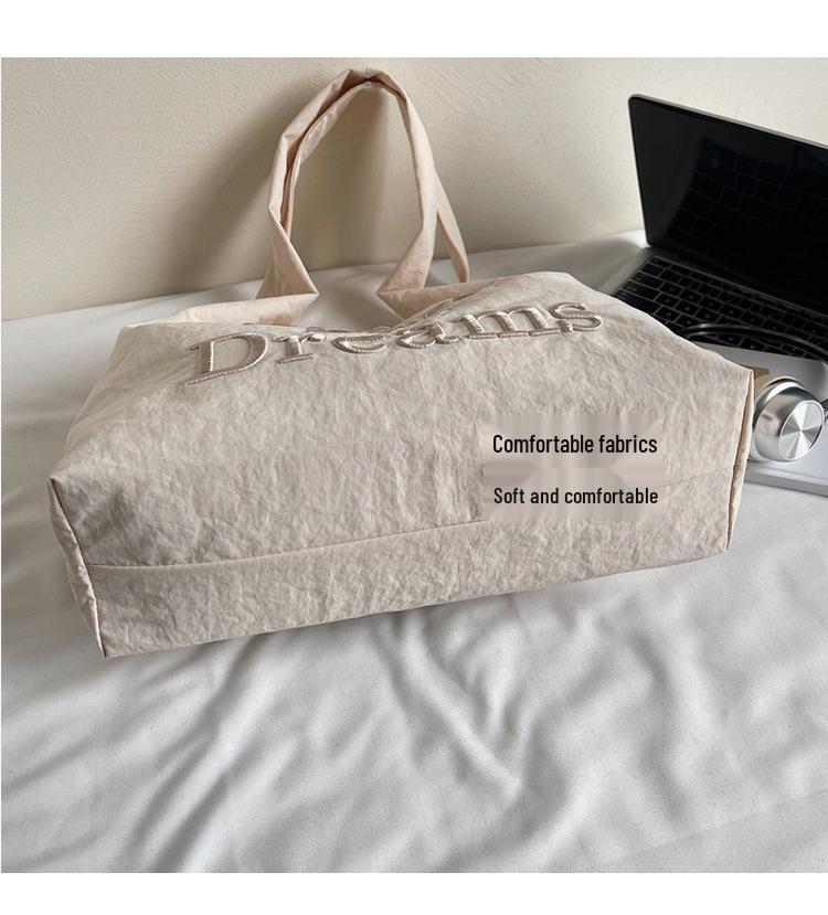 Bolsa Tote de Lona Bordada em Nylon Feminina 2025 - Bolsa de Ombro Único para Compras e Uso Diário