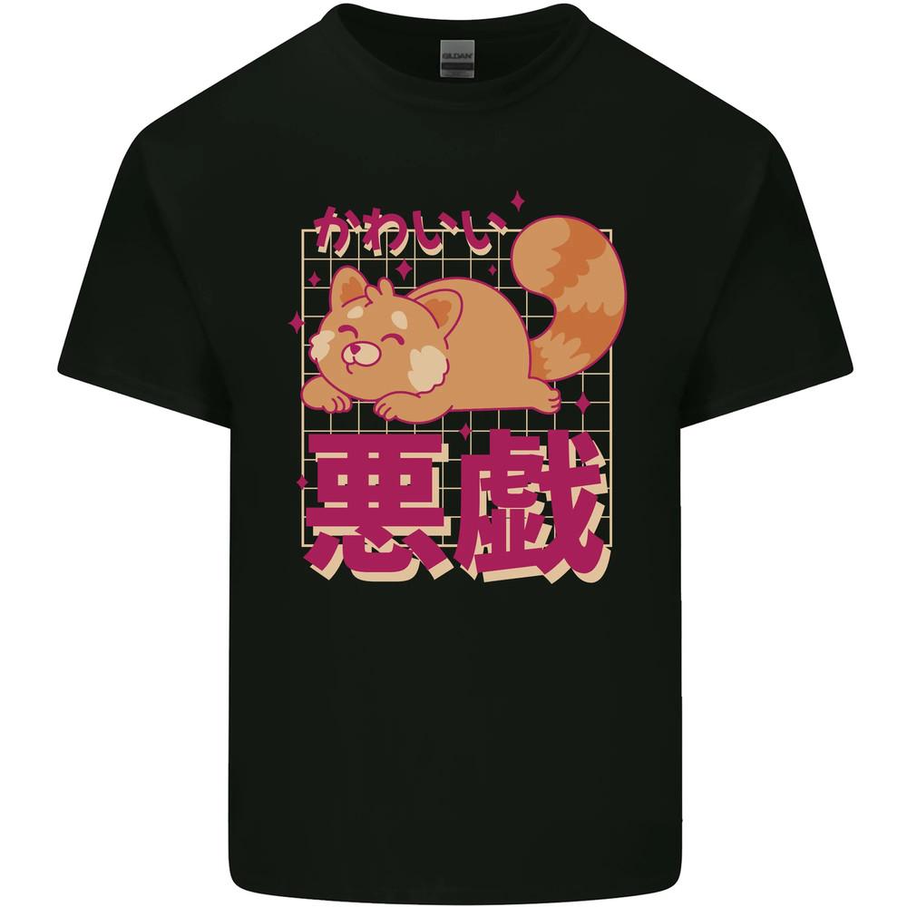Kawaii Red Panda Japanese Cute Mens Cotton T-Shirt