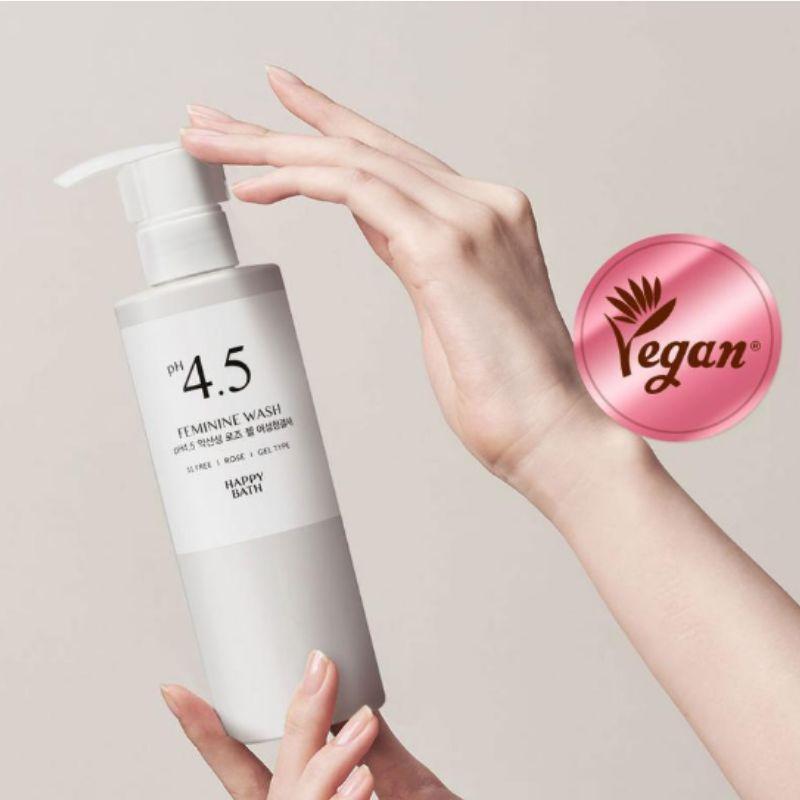 Happy Bath pH 4.5 Mild Feminine Gel Wash 200g Gentle Intimate Cleanser Rose Mugwort Scent