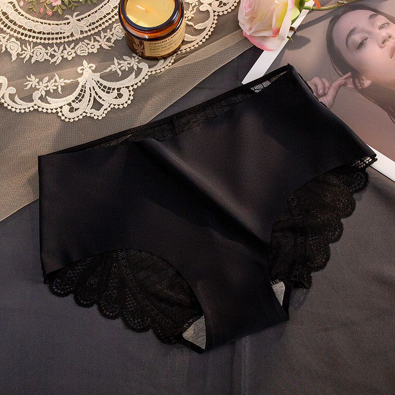 

Large Size Sexy Lace Underwear Women s Mid Waist Seamless Summer Thin Teenage Triangle Pants M