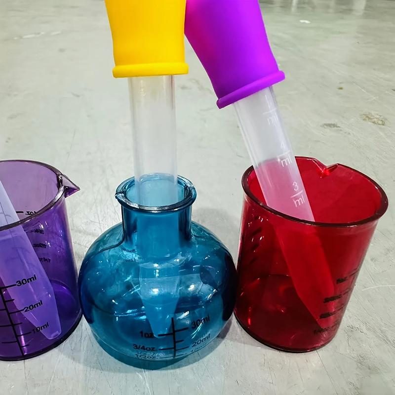1 Sæt Pædagogiske Mini Målebægre Plastik Undervisningshjælp Videnskabeligt Eksperiment Sensorisk DIY 4 Farvede Målebægre
