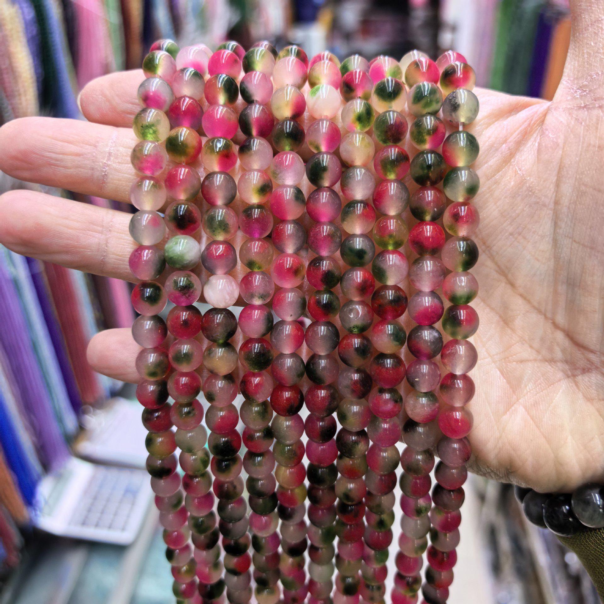 8mm Yunnan Seven-Color Jade White Stone Beads for DIY Clothing Accessories and Ornaments. 8mm, about 47 beads per strand, about 35g