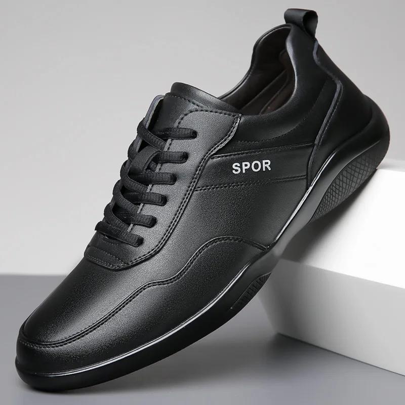 Fashion 2024 Spring Autumn Leather Shoes Men Fashion Casual Sports Shoes Sneakers Male Solid Color New Designer Zapatos De Hombre