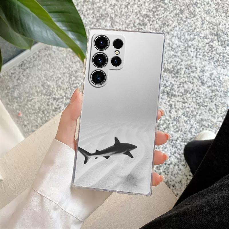 Ocean Whale Shark Swimming Clear Case For Samsung Galaxy S26 S25 S24 S23 Ultra S20 S21 FE S22 Plus S26 Ultra S25FE Phone Cover