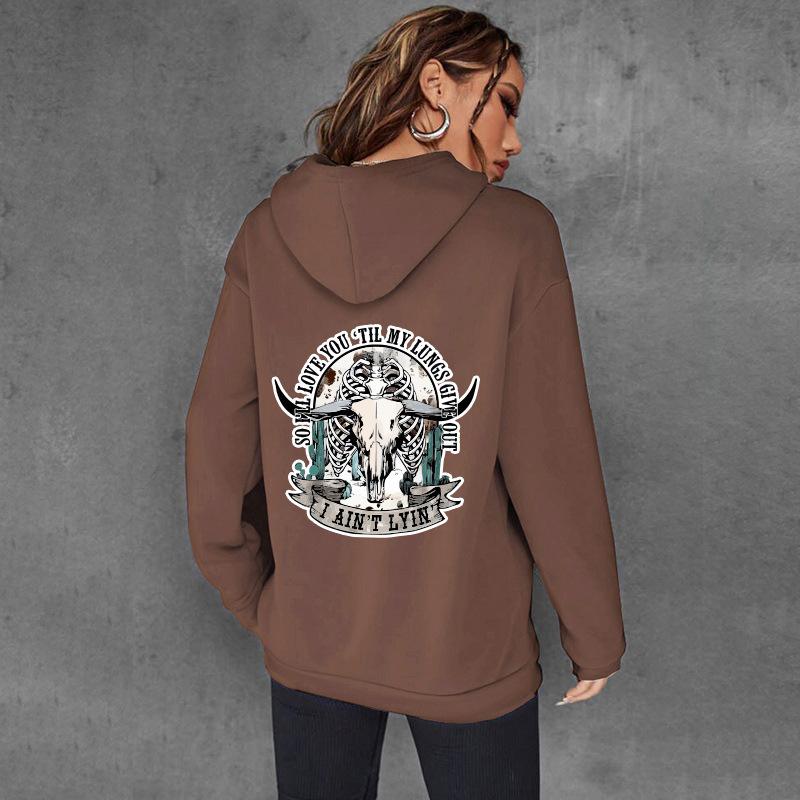 

Осенне-зимний женский модный свитер с рукавами на плечах и принтом, с капюшоном на спине и воротником-мешком из флиса 5XL темно-коричневого