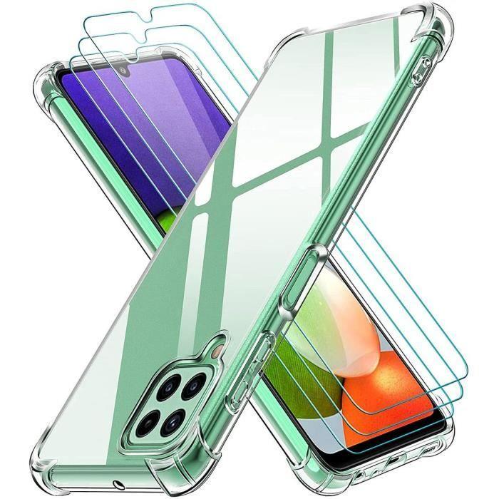 Coque Transparente PROSHOP pour Samsung Galaxy A22 5G - Protection 4 Coins Renforcée + Verre Trempé