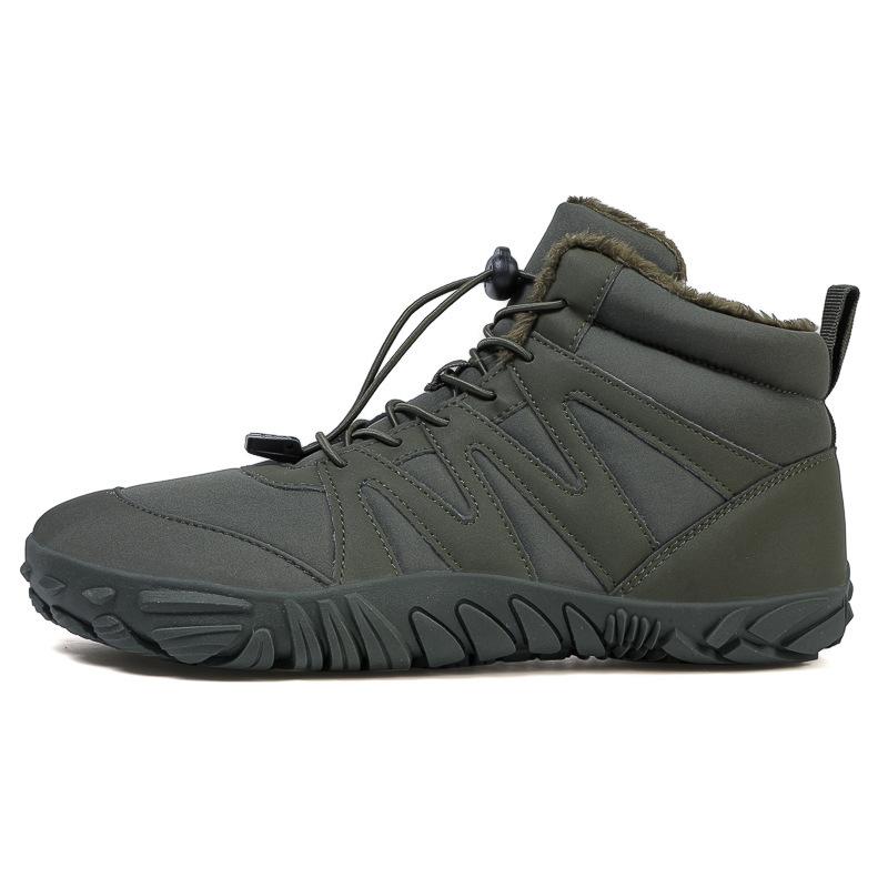 2024 outdoor snow boots men's new winter non-slip waterproof velvet warm cotton shoes women's thick-soled barefoot five-finger shoes