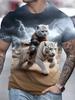Funny Cute Cat Graphic Men's T-shirts 3D Print Men Women Short Sleeve Tee Oversized Streetwear T Shirt Casual Summer Men's Tops