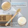 Bristle Shower Brush with Non-slip Long Wooden Handle Exfoliating Massage Scrubber for Back Foot Body Bathing