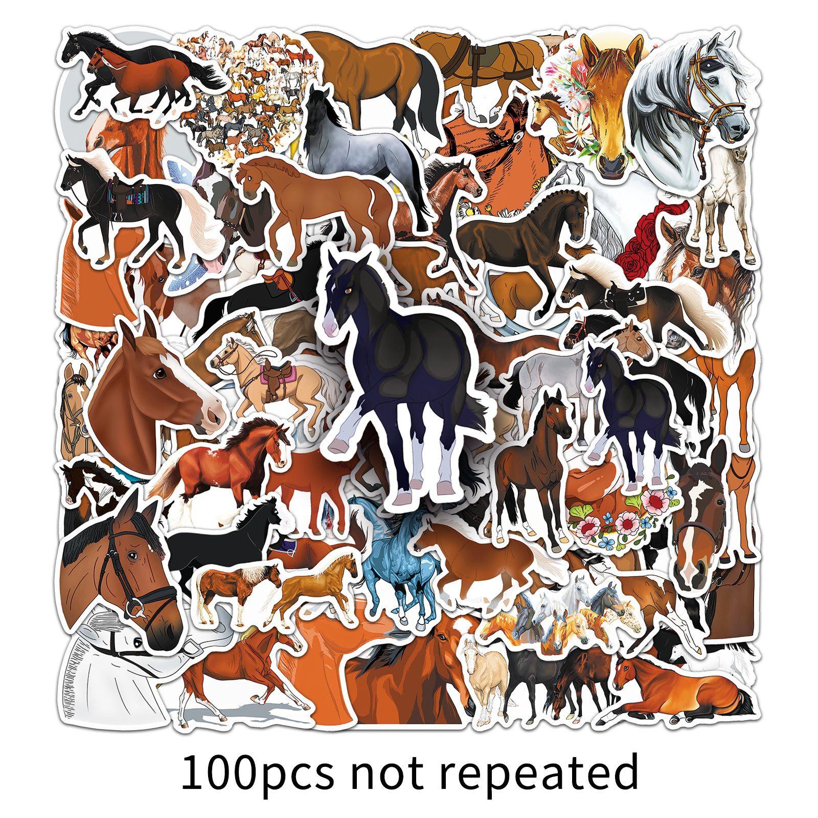

100 Наклеек граффити с лошадьми Персонализированные мультяшные животные Креативные декоративные наклейки для водяной чашки, чехла для мобильного телефона, блокнота
