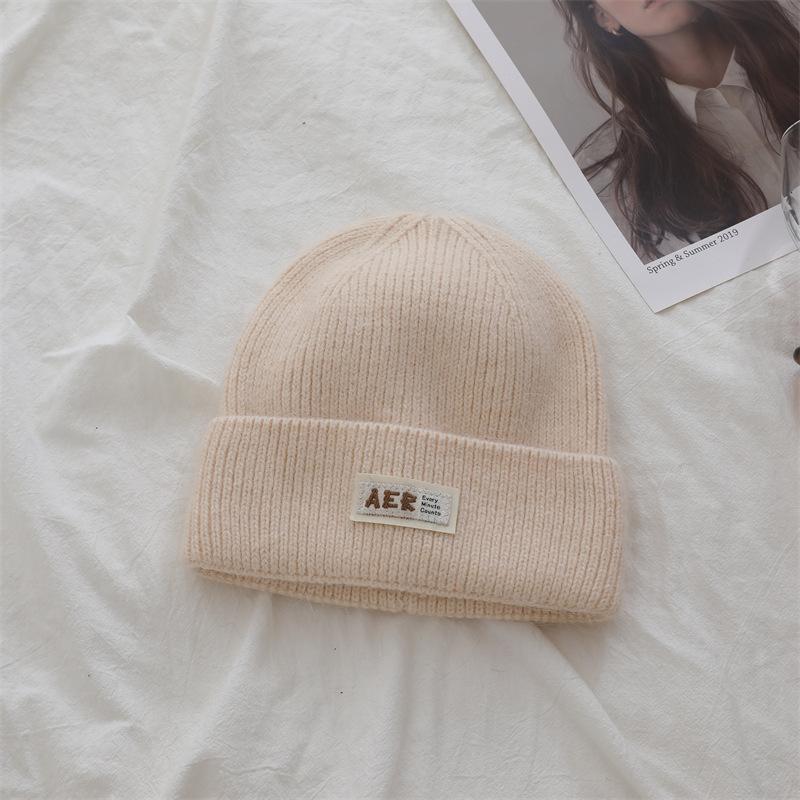 Korean Version of Rabbit Containing Wool Hat with Thickened Autumn and Winter Face Small Ear Protection Couple Versatile Pullover Hat Knit Hat