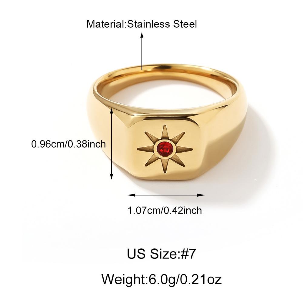 Trendiger Edelstahl-Achtzackstern-Ring für Damen mit Diamantakzenten