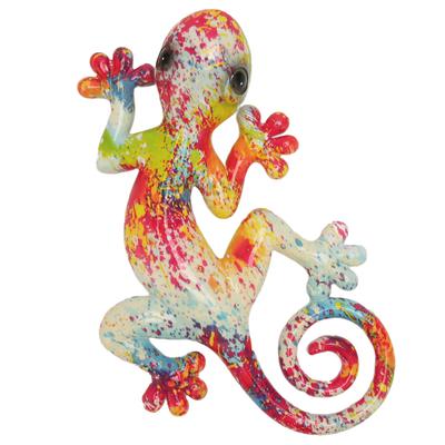 Artă de perete Gekko Decor Noroc Înțelepciune Pictat manual Rezistent la decolorare Artă Șopârlă 3D Sculptură de perete pentru frigider garduri