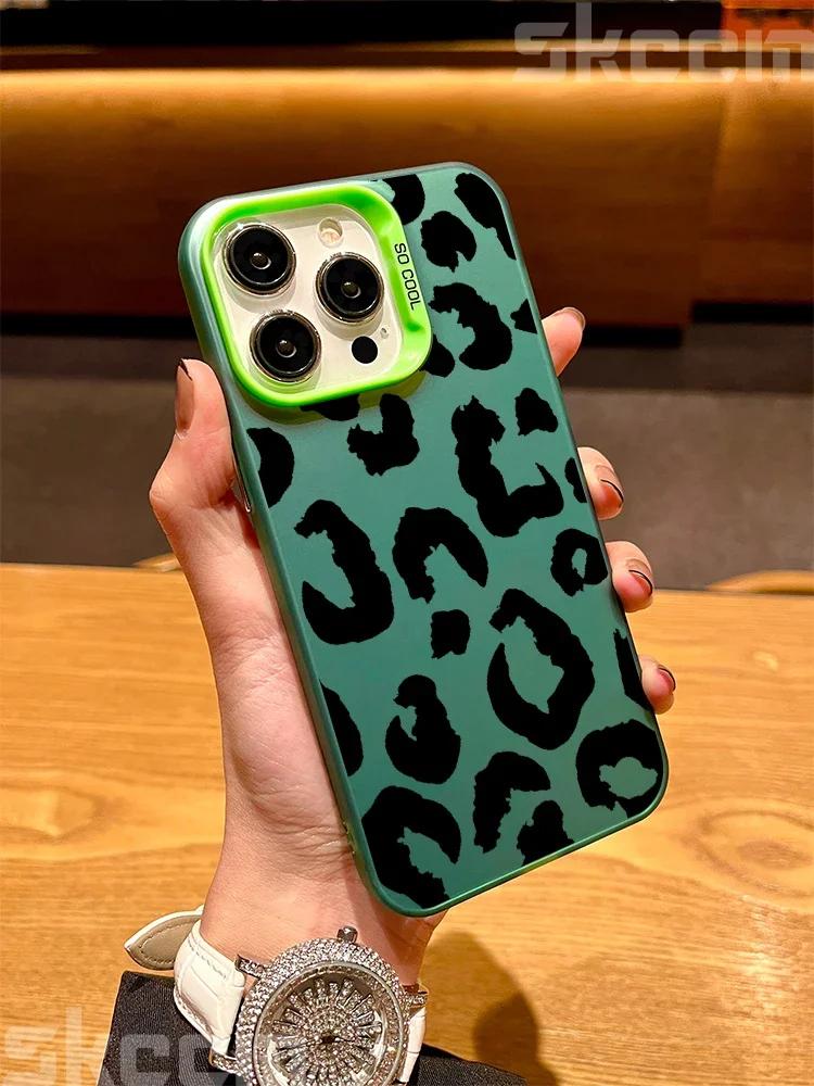 Leopard Print Art Electroplate Silver IMD Phone Case For iPhone 15 Pro Max 16 14 13 12 11 7 8 Plus X XS XR Shockproof Hard Cover