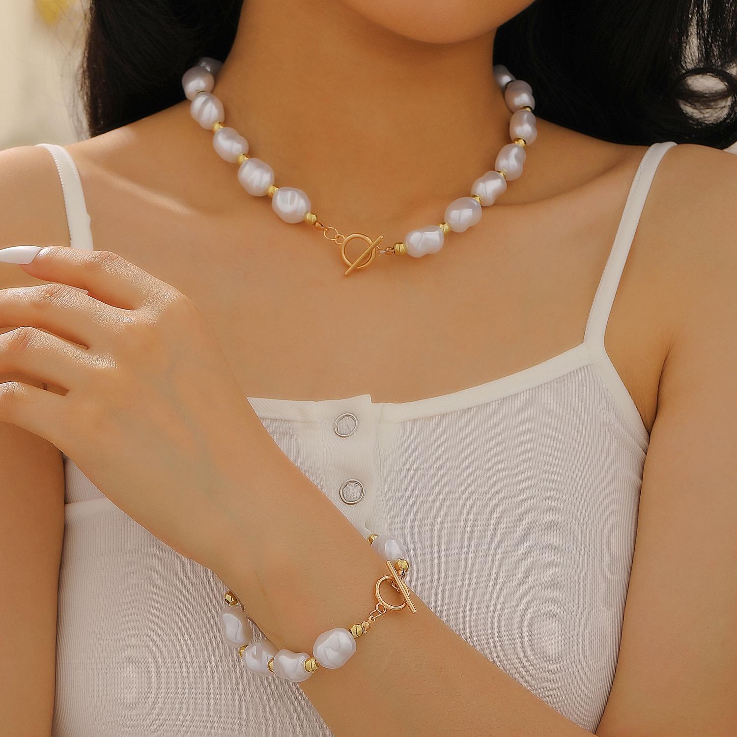 

Набор украшений из барочного жемчуга: Ожерелье, Серьги, Кольцо, Браслет, Чокер для Женщин