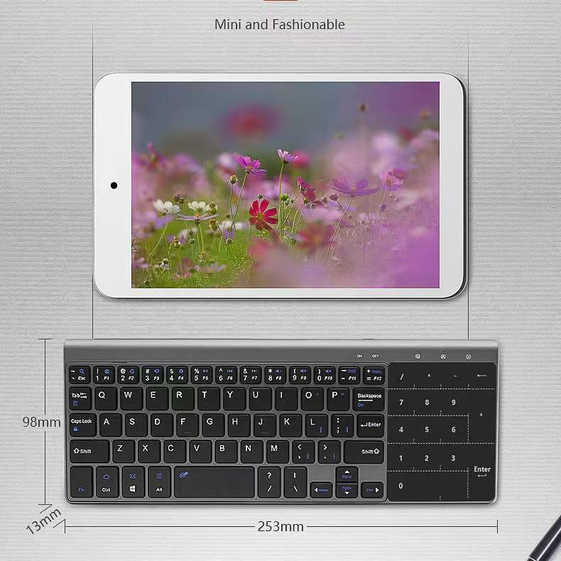 Ultra-Slim Mini Wireless Bluetooth Keyboard with Touchpad