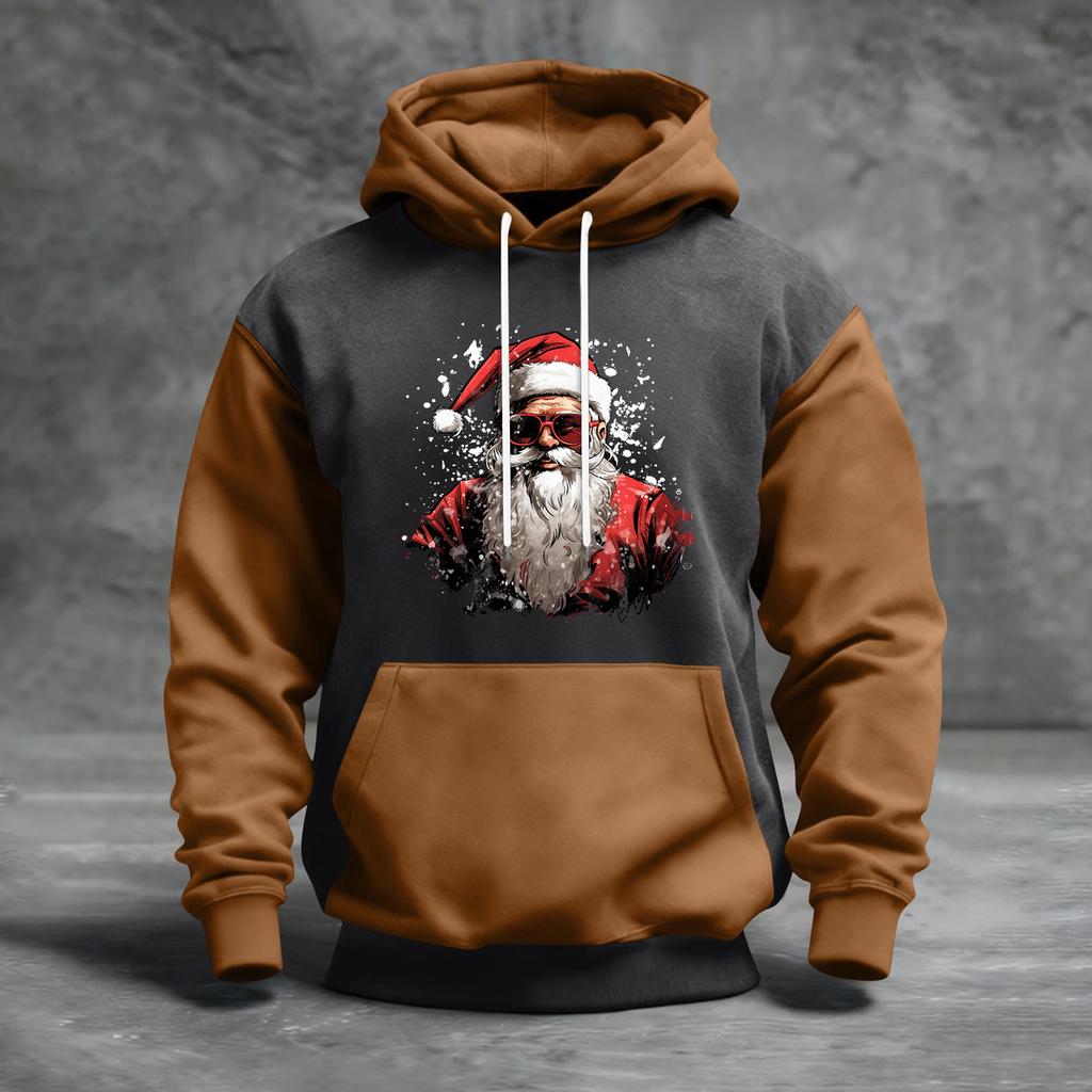 Herren Weihnachten Print Colorblock Kapuzenpullover Lässig Sport Komfort Sweatshirt