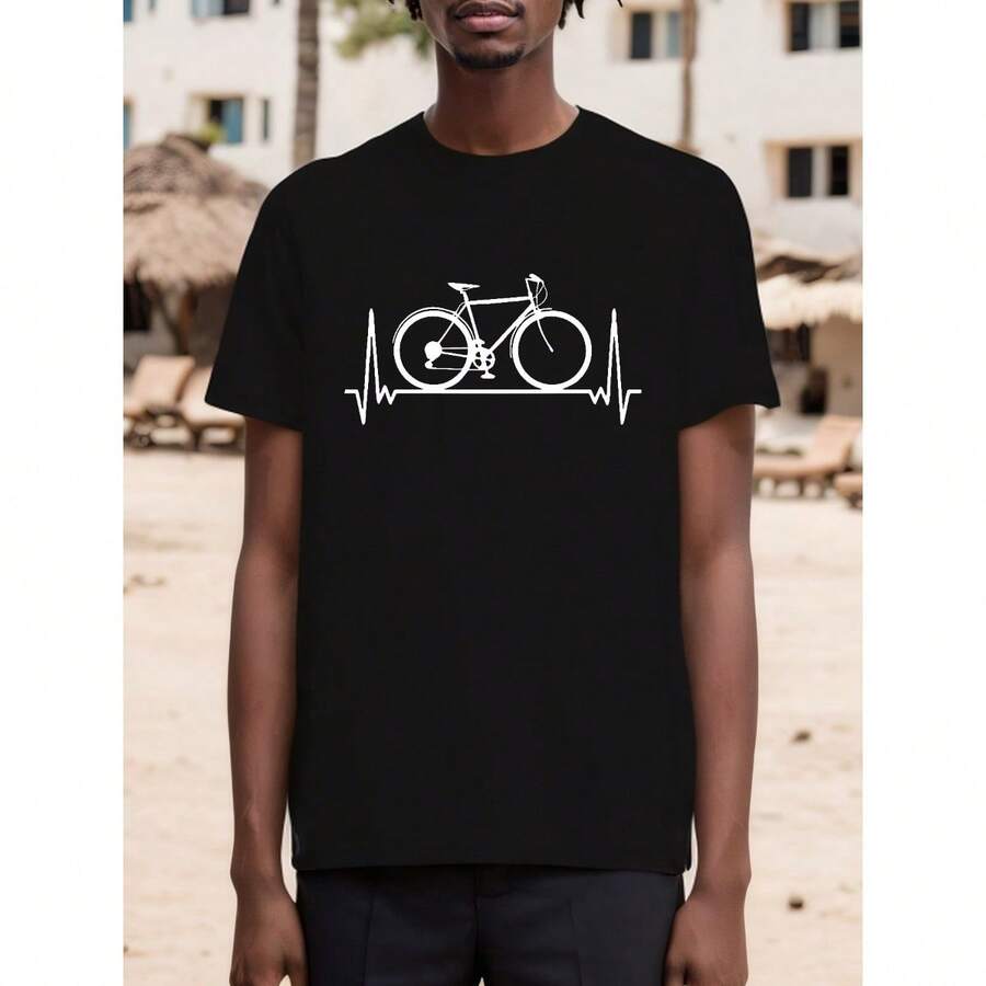 Bicycle Pattern Printed Unisex T-Shirt M