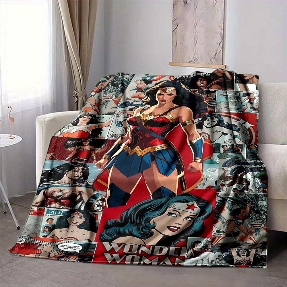 

1pc Wonder Woman Comics Flannel Throw Blanket Lightweight Soft Warm All Season Blanket for Sofa, Bed, Travel, Camping L1024211 80x120cm