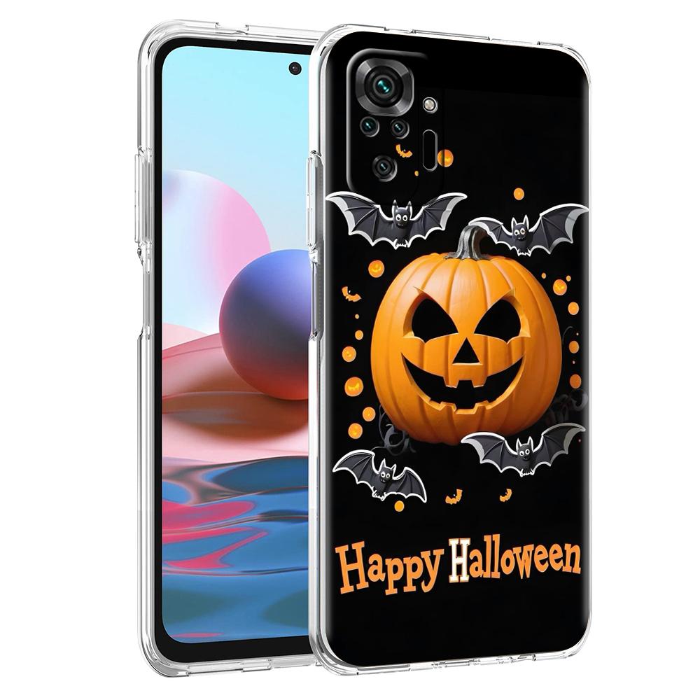 

Transparent Phone Case for Redmi 14C 13C 10C 10 9 Note 13 12 11 K50 K40 Plus Pro 4G 5G Soft TPU Cover Halloween Pumpkin Pattern for Redmi 14C