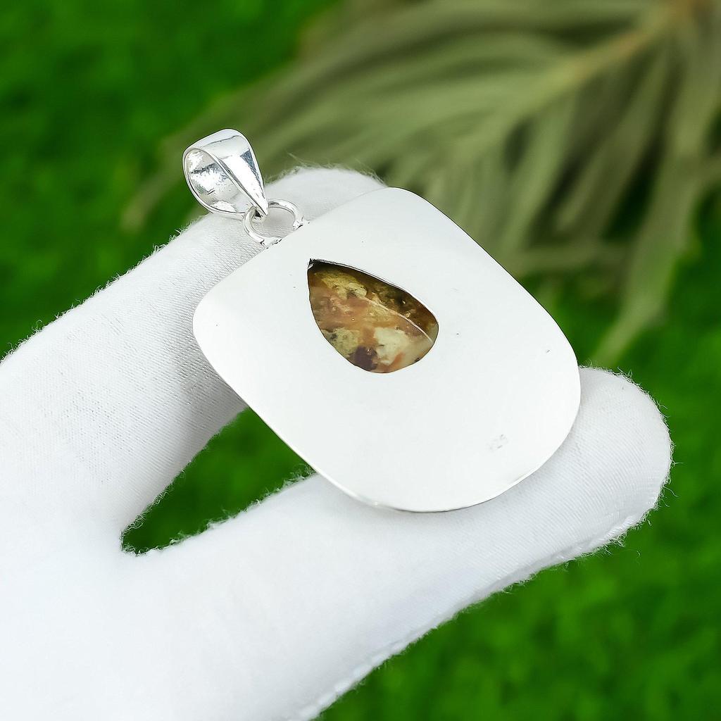 Gift For Women Pendant 925 Sterling Silver Natural Polychrome Jasper Gemstone