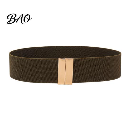 Stylish Waist Modifier Wide Elastic Belt, Adjustable Stretchy Belt with Metal Versatile Decorative Square Buckle, Slimming Waistband for Dresses