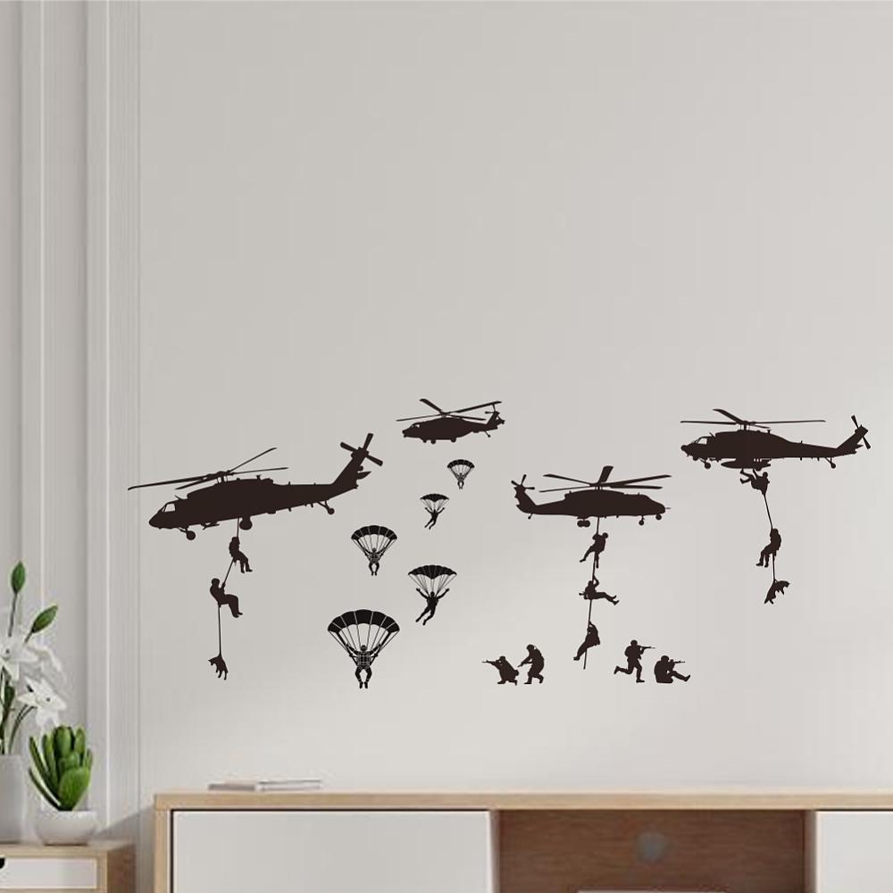 1sheet Translucent PVC Self Adhesive Wall Stickers Waterproof Building Decals for Home Living Room Bedroom Wall Decoration Helicopter 960x300mm