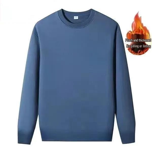 Męska dwustronna ciepła luźna bluza polarowa - Jesień/Zima Polarowy polar z okrągłym dekoltem